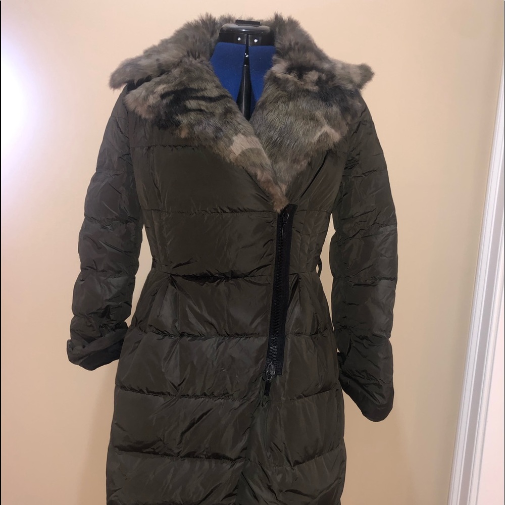 Moncler Camo Fur-Lapel Puffer Jacket